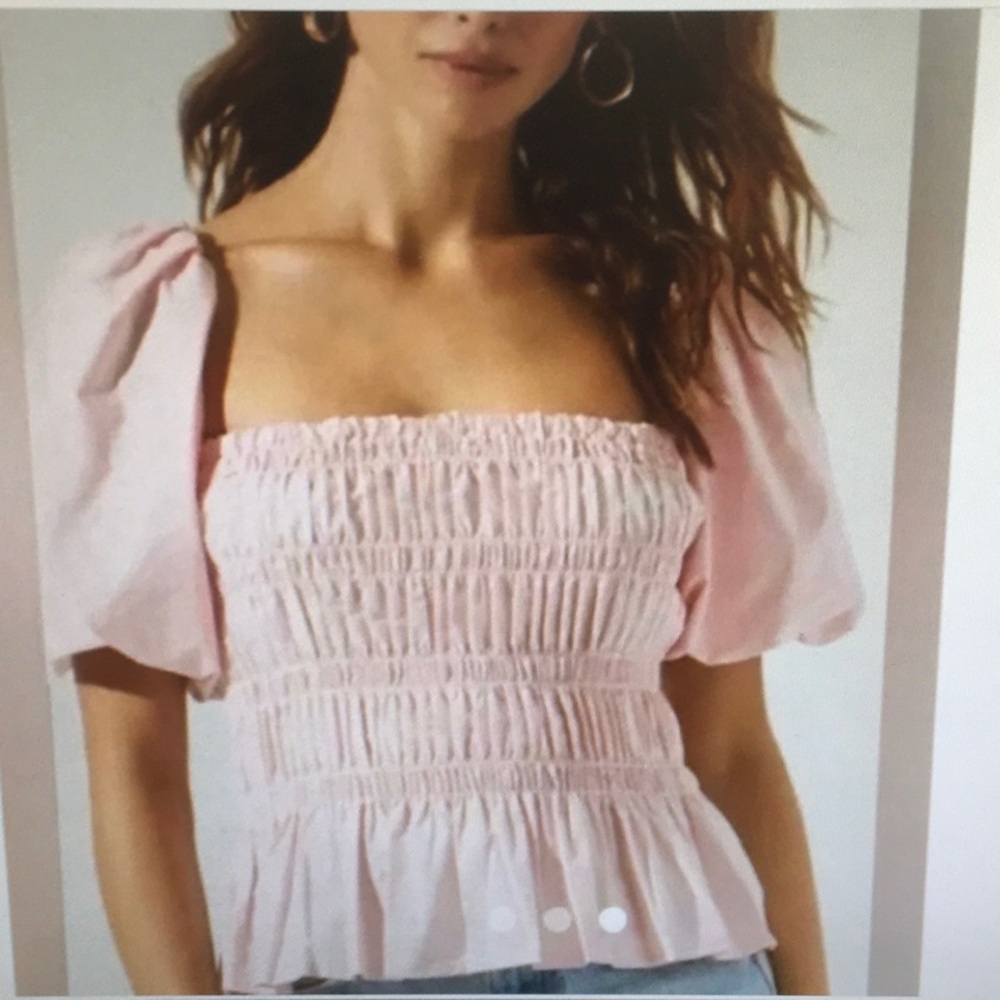 ASTR/THE LABEL”SAVINA”BUBBLE SLEEVE TOP IN“BLUSH”/NEW